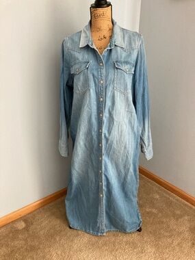 Madewell Light Blue Long Sleeve Denim Shirt Dress Women Size XXL